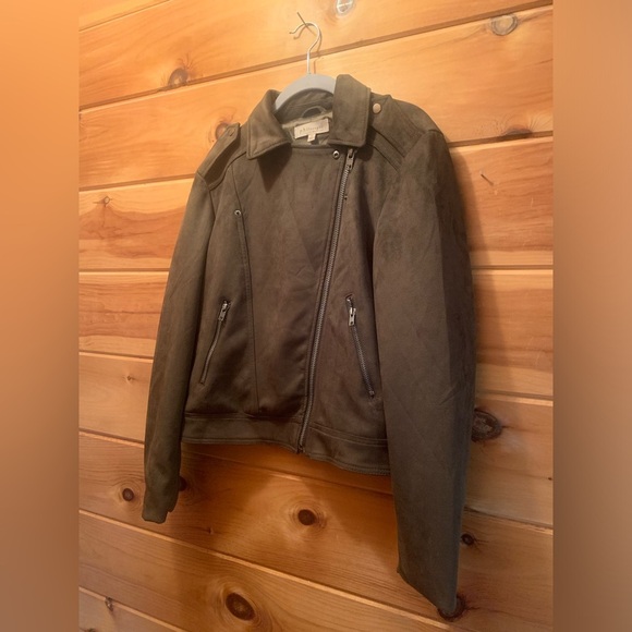 Philosophy Olive Green Faux Leather Zipper Jacket. Women’s size L - Picture 2 of 10